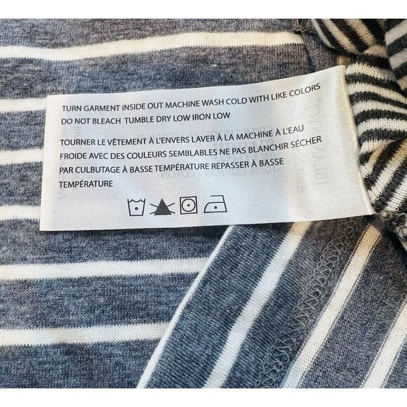 Blank NYC Asymmetrical Striped Top Medium Black White Crew Neck 100% Cotton NWT - Picture 7 of 8